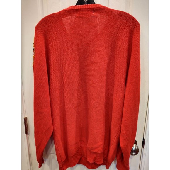 VTG ViVien Forest Womens Sweater L Red Embellished Jewels Festive Holidays Chris - Picture 2 of 5